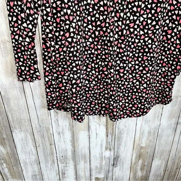 Charter Club Heart Print Blouse XLP Plus Size Black Pink V Neck 3/4 Sleeve Top - Picture 5 of 6